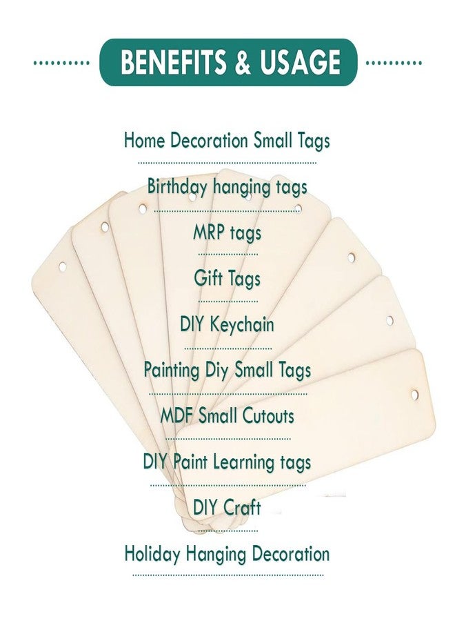 ROOT KRAFT [50pcs]-[ 8cmx2.cm]-Rectangle Wooden Pine MDF Cutouts Unfinished Tags for Key Chain,Slices Crafts,Christmas Holiday Hanging Decorations,Painting Wood Craft,MDF Plains,Resin Art Work - Image 2